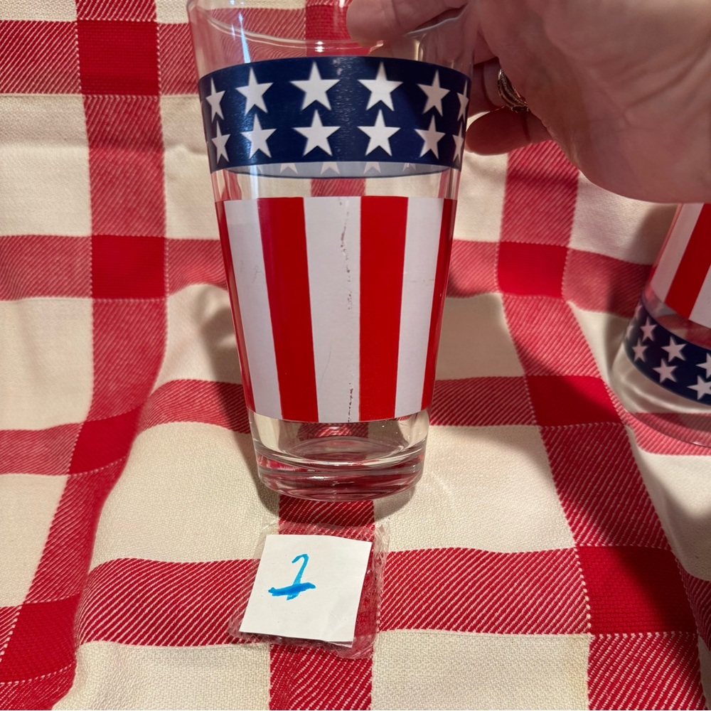 Patriotic Star and Stripe Glass Set of Libby-like Drinking Glasses - Picture 3 of 14